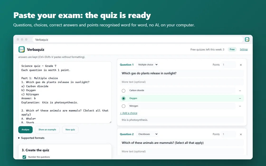 Screenshot of Verbaquiz